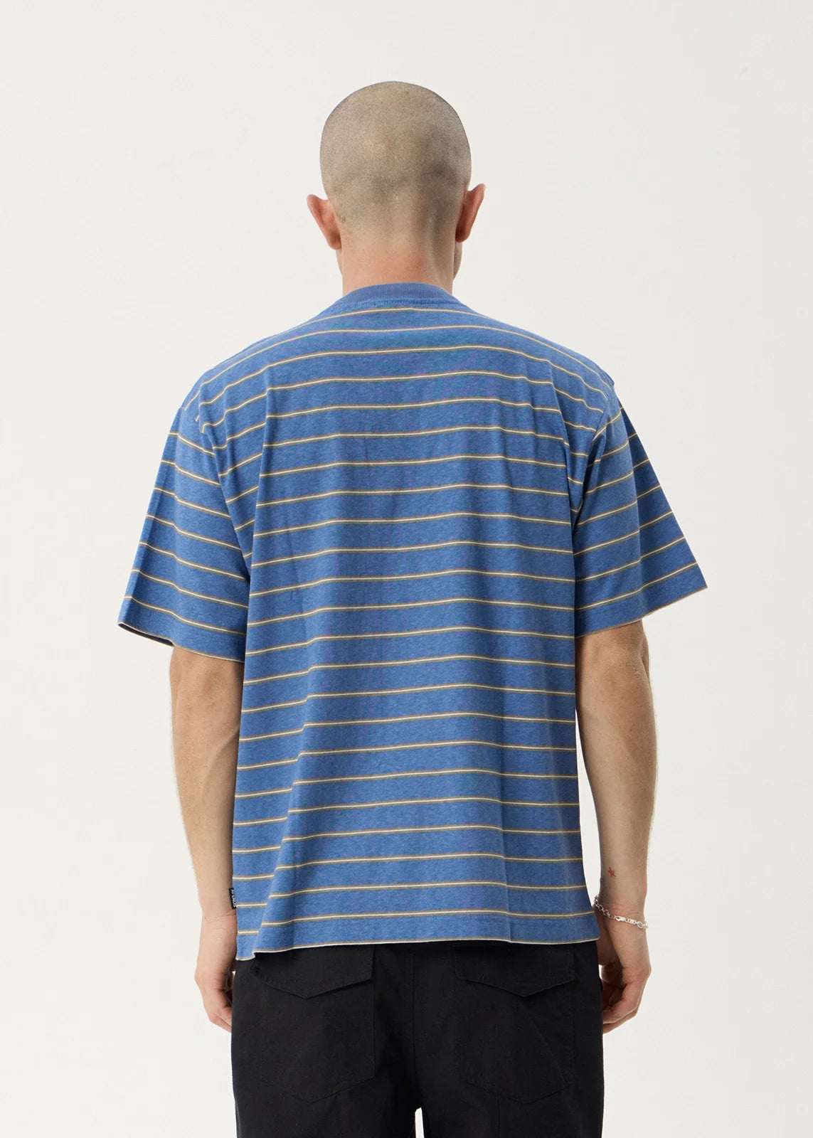 Afends Eureka Boxy Tee - Slate Blue Stripe