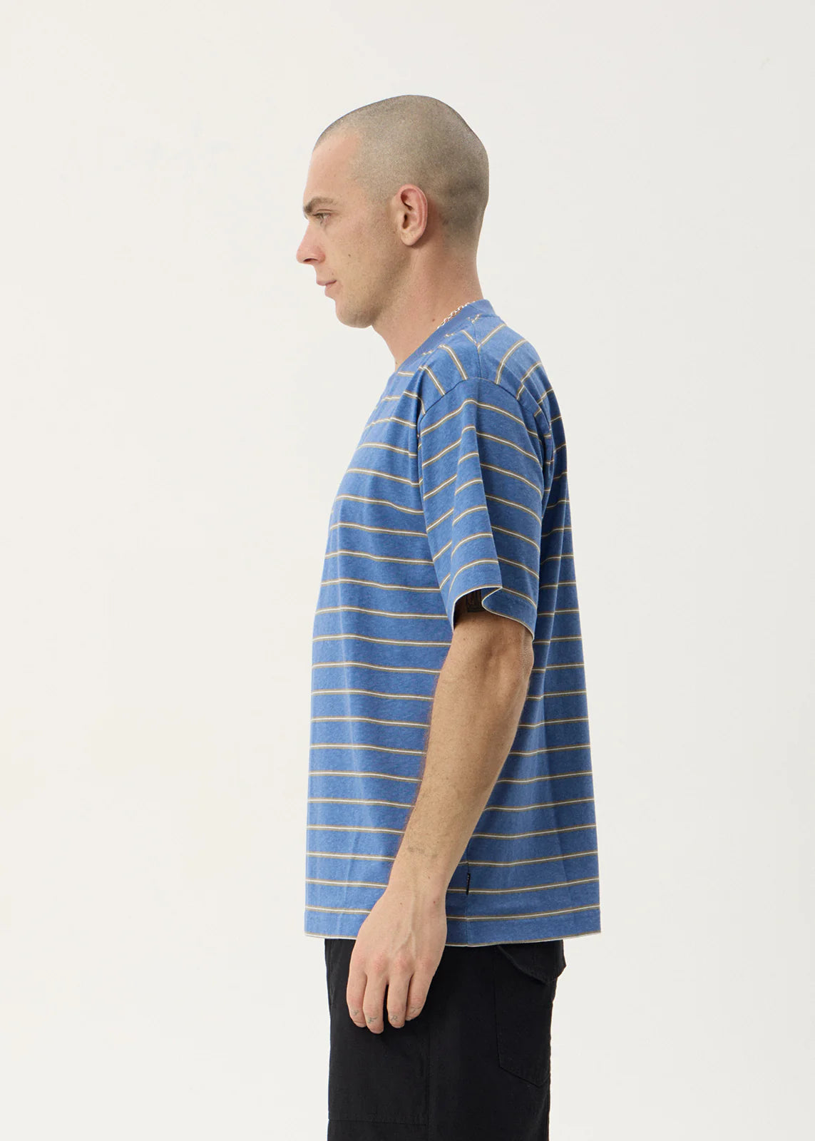 Afends Eureka Boxy Tee - Slate Blue Stripe