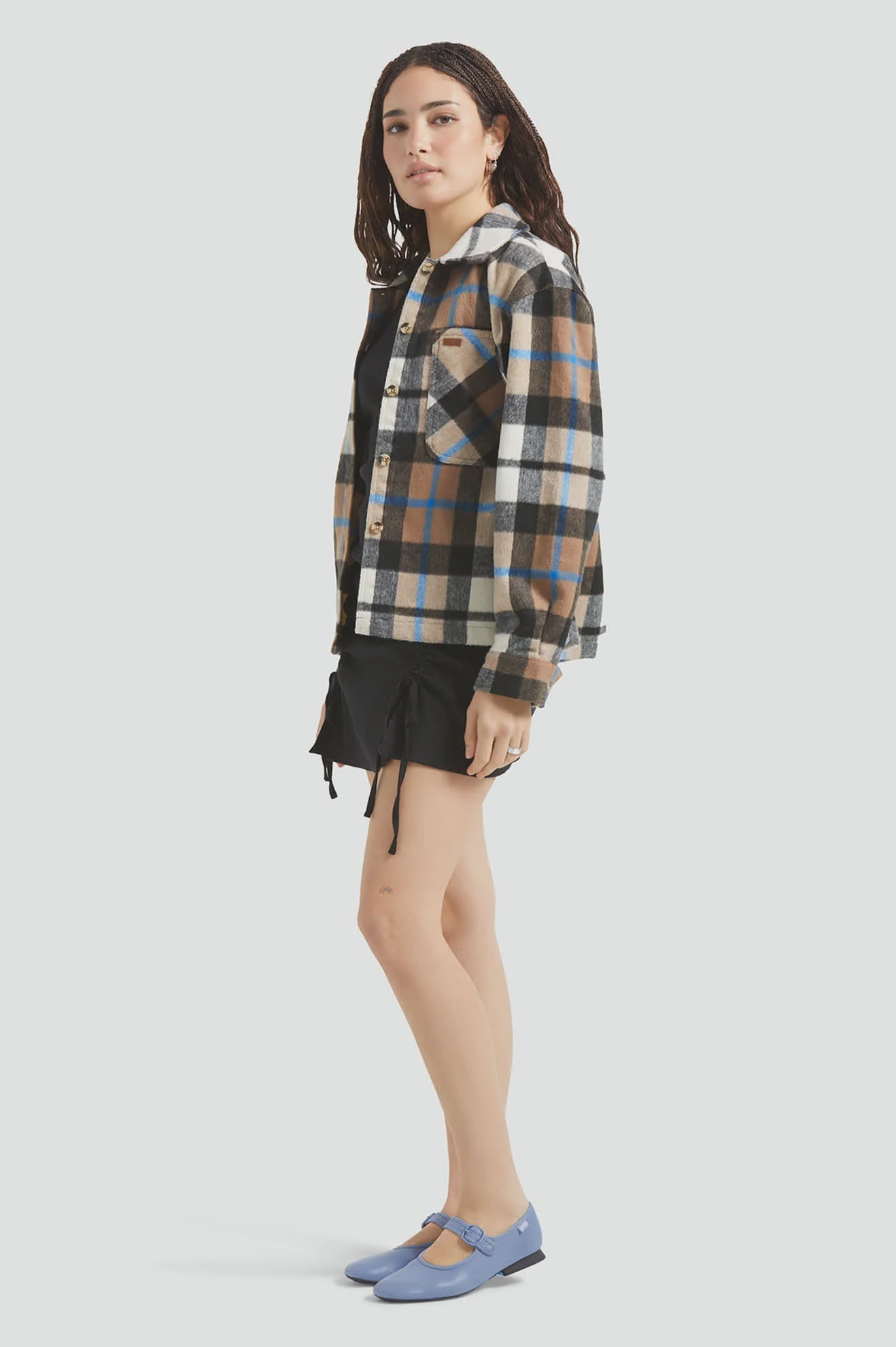 Brixton Bowery Womens Soft Brushed Flannel Washed Black/Sand