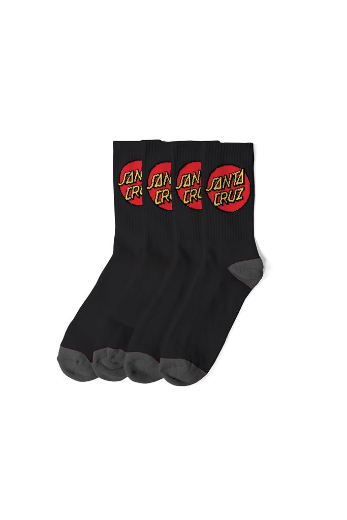 Santa Cruz Youth Classic Dot Socks Black 4 Pair