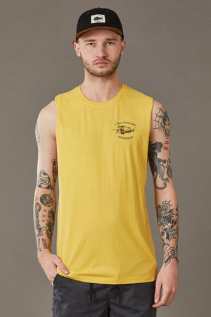 Just Another Fisherman Snapper Logo Tank Washed Yellow