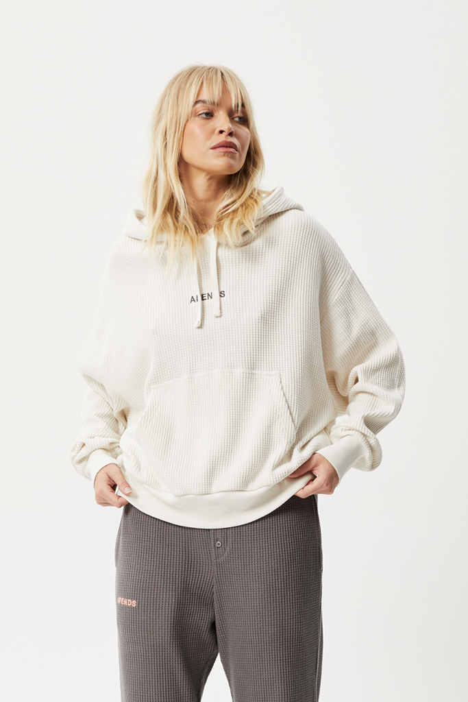 Afends Ari Waffle Hoodie Off White