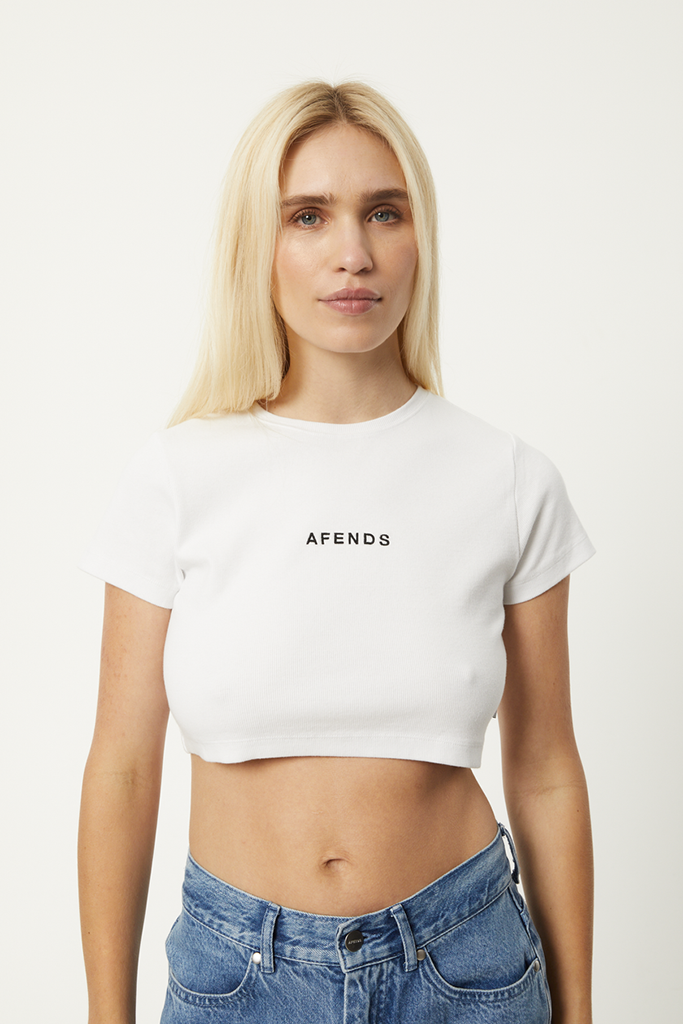 Afends Boundless - Recycled Ribbed Cropped T-Shirt - White
