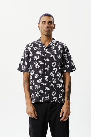 Afends Hibiscus Recycled Cuban Shirt Black