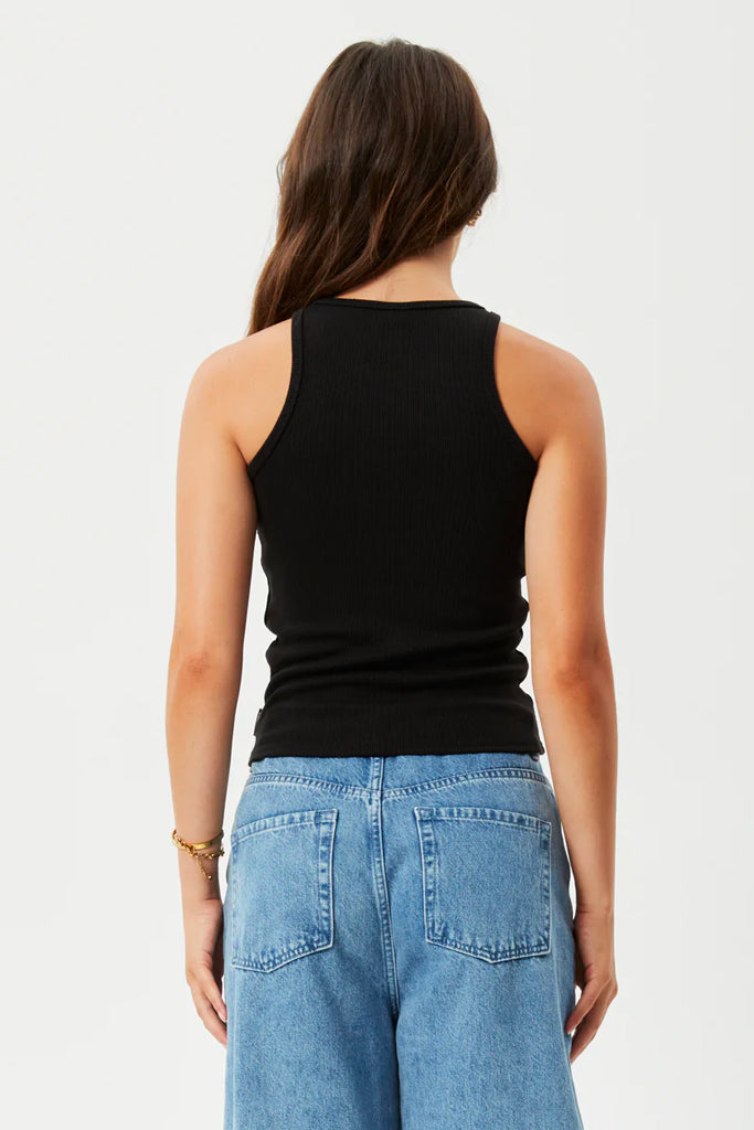 Afends Pearly Hemp Rib Singlet Black