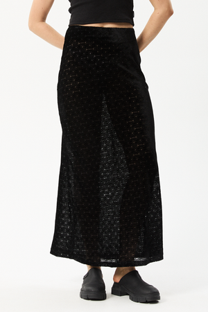 Afends Echo - Recycled Sheer Maxi Skirt - Black