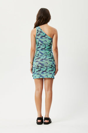 Afends Liquid - Recycled Sheer One Shoulder Dress - Jade Floral