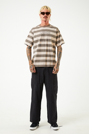 Afends Sideline - Recycled Retro Striped T-Shirt - Beechwood