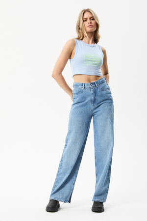 Afends To Grow - Recycled Cropped Graphic Tank - Powder Blue