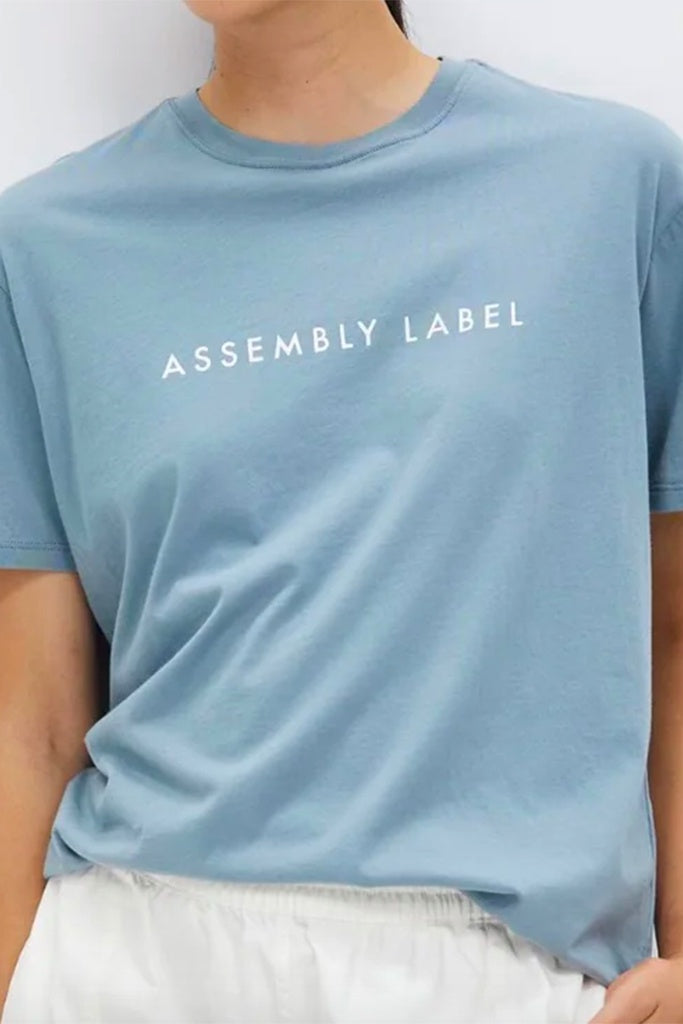Assembly Everyday Organic Logo Tee Pacific/White