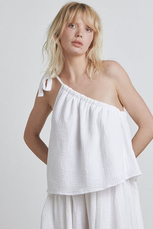 Bare  by Charlie Holiday One Shoulder Top White