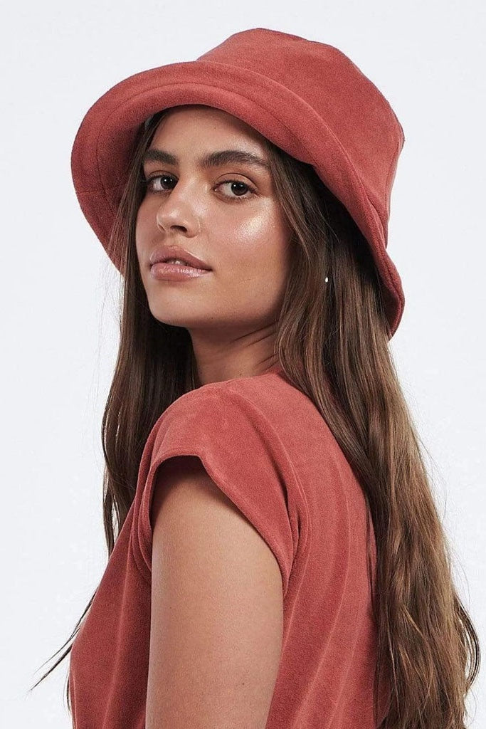 Charlie Holiday Terry Towelling Bucket Hat Rust