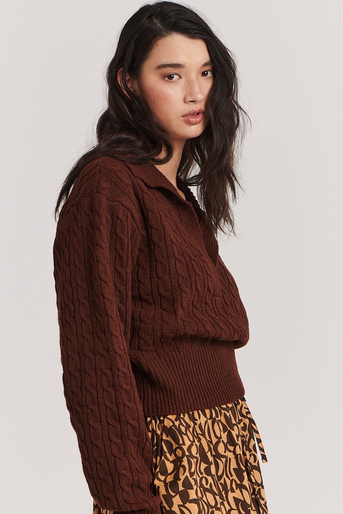 Charlie Holiday Valeria Knit Top Chocolate