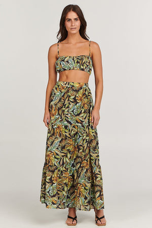 Charlie Holiday Willow Tiered Skirt Tropical Palm