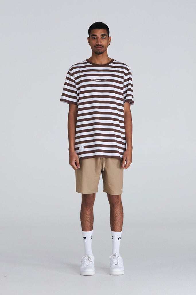 Crate Easy Stripe  Tee Brown/White