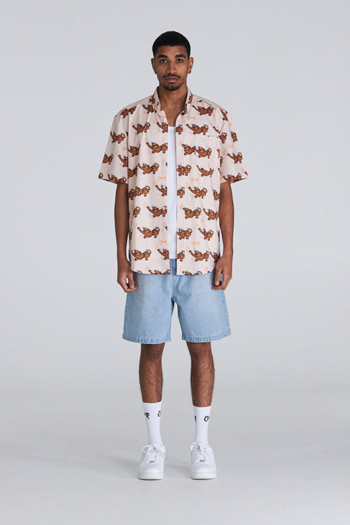 Crate Men's Tiger All Over SS Shirt Cream