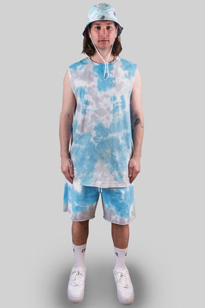 Crate Tie Dye Muscle White Blue Grey