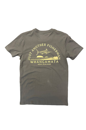 Just Another Fisherman Location Tees Whangamata Charcoal