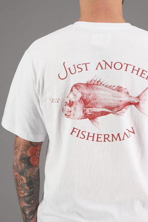Just Another Fisherman Snapper Logo Tee - White - Red