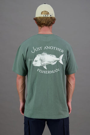 Just Another Fisherman Snapper Logo Tee Green / Snow White