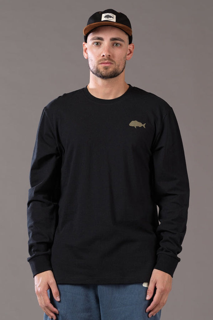 Just Another Fisherman Stamp LS Tee Black