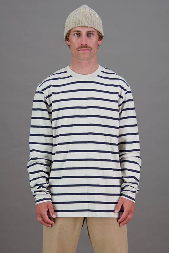Just Another Fisherman Stripe Sea Ls Tee Off White/Navy Stripe