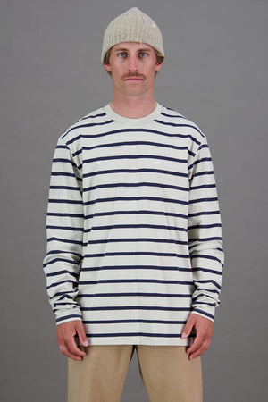 Just Another Fisherman Stripe Sea Ls Tee Off White/Navy Stripe
