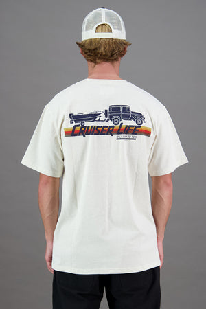 Just Another Fisherman Cruiser Life Tee - Oatmeal / Navy