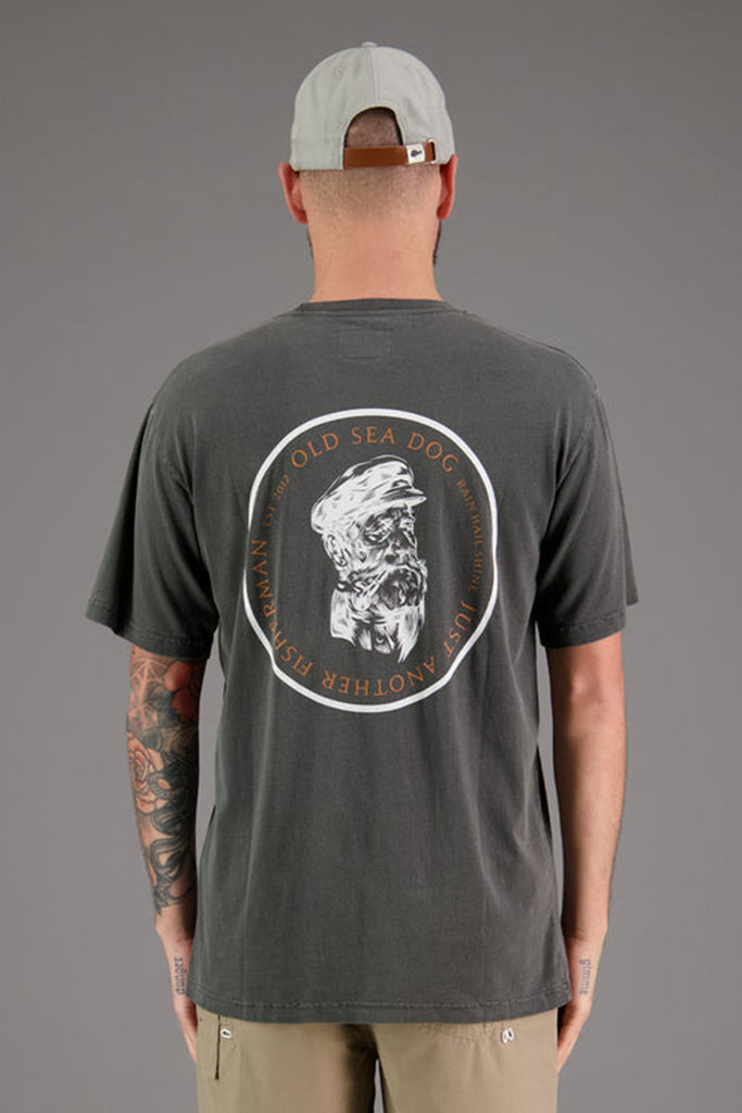 Just Another Fisherman Old Sea Dog Tee Aged Black/White/Orange