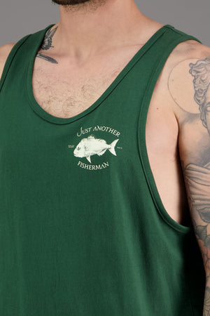 Just Another Fisherman Snapper Logo Singlet Pine