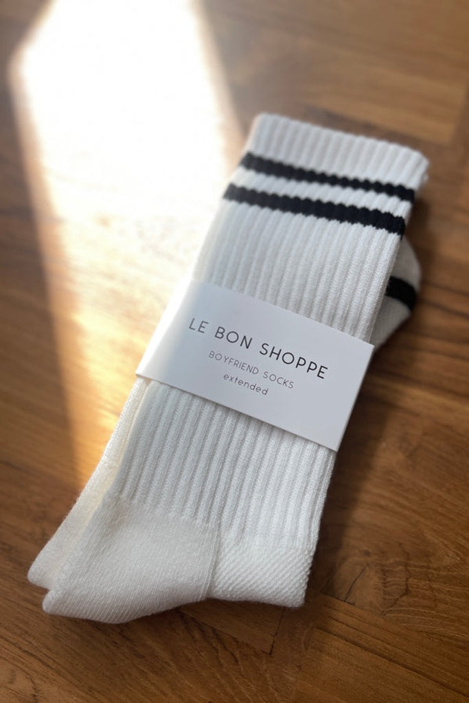Le Bon Shoppe Extended Boyfriend Socks - Classic White