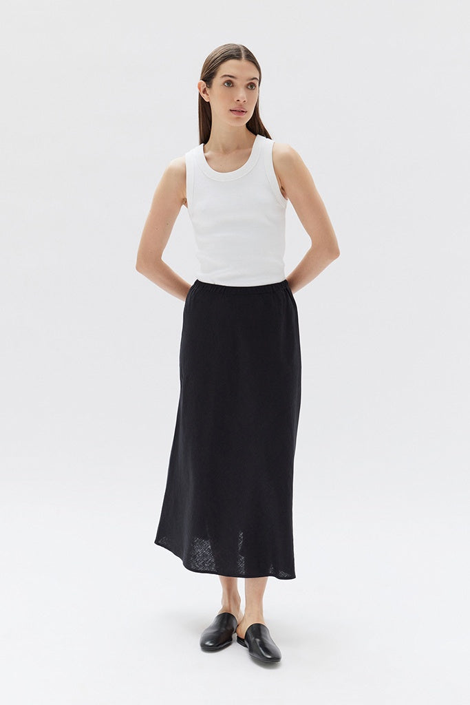 Assembly Stella Linen Bias Skirt Black