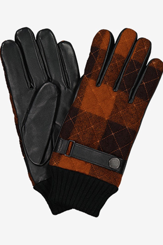 Swanndri Jacks Point Leather Glove Cedar Check