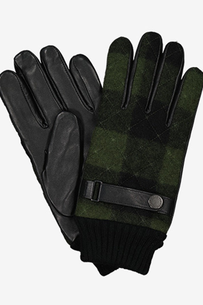 Swanndri Jacks Point Leather Glove Olive/Black Check