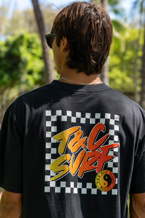 T&C Border Check Tee Washed Black