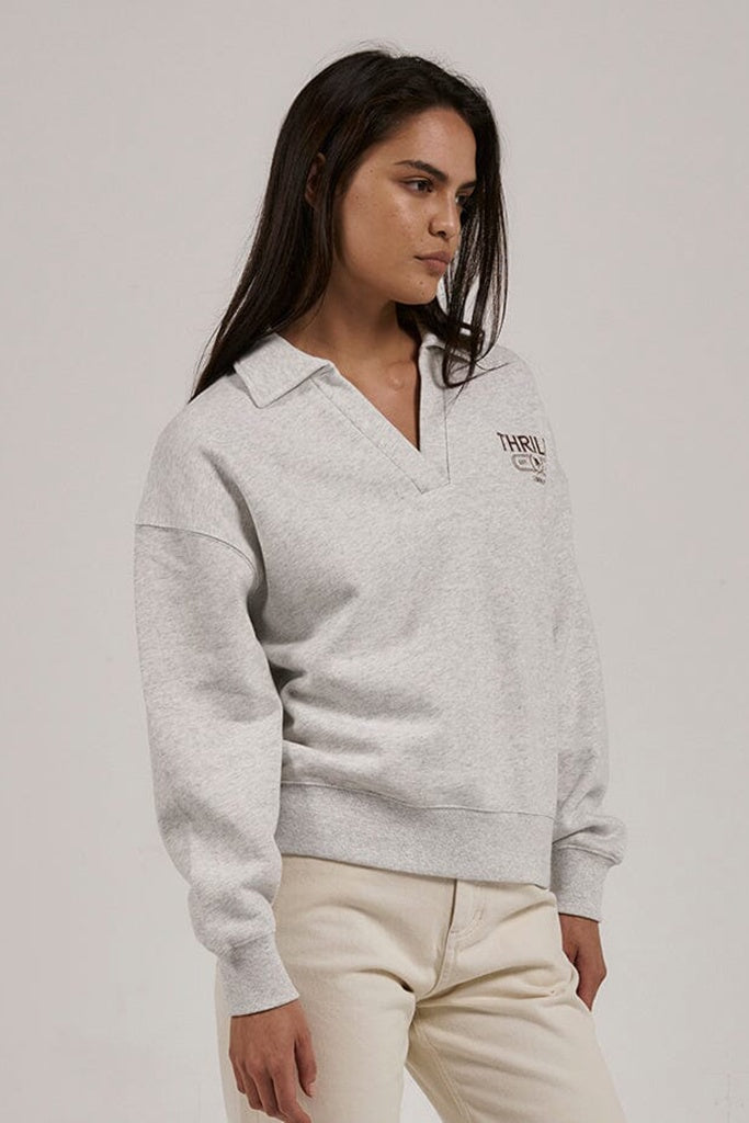 Thrills Bad Habits Club Slouch Fleece Polo White Marle