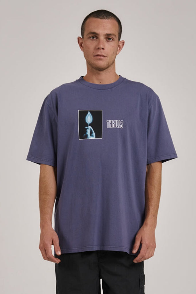 Thrills Lucky Strike Oversize Fit Tee Blue Rinse