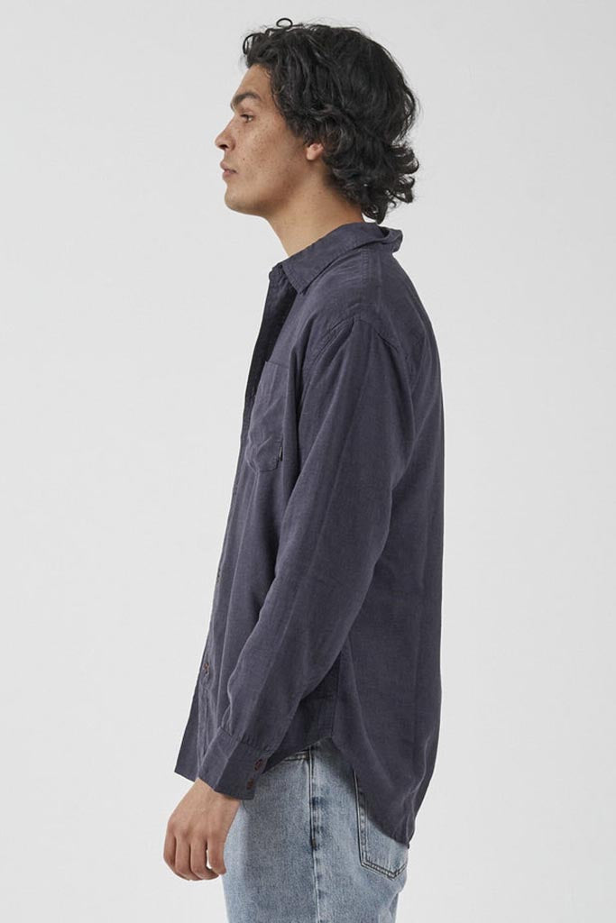 Thrills Hemp Minimal Thrills Oversize Long Sleeve Shirt Marine Blue
