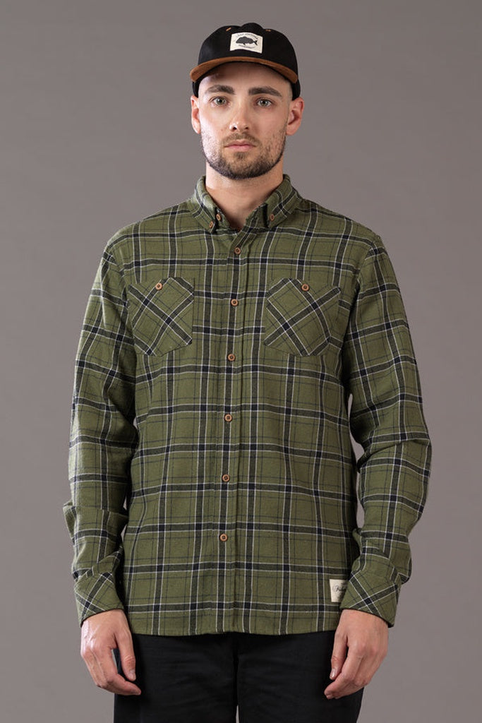 Just Another Fisherman Flanagan Flannel Shirt - Military Olive/Black Check