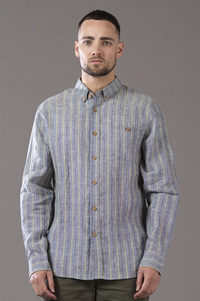 Just Another Fisherman Stripe Anchorage Shirt - Blue/Moss Stripe